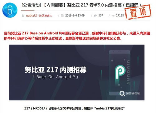 努比亚z17安卓p系统,畅享极致性能与流